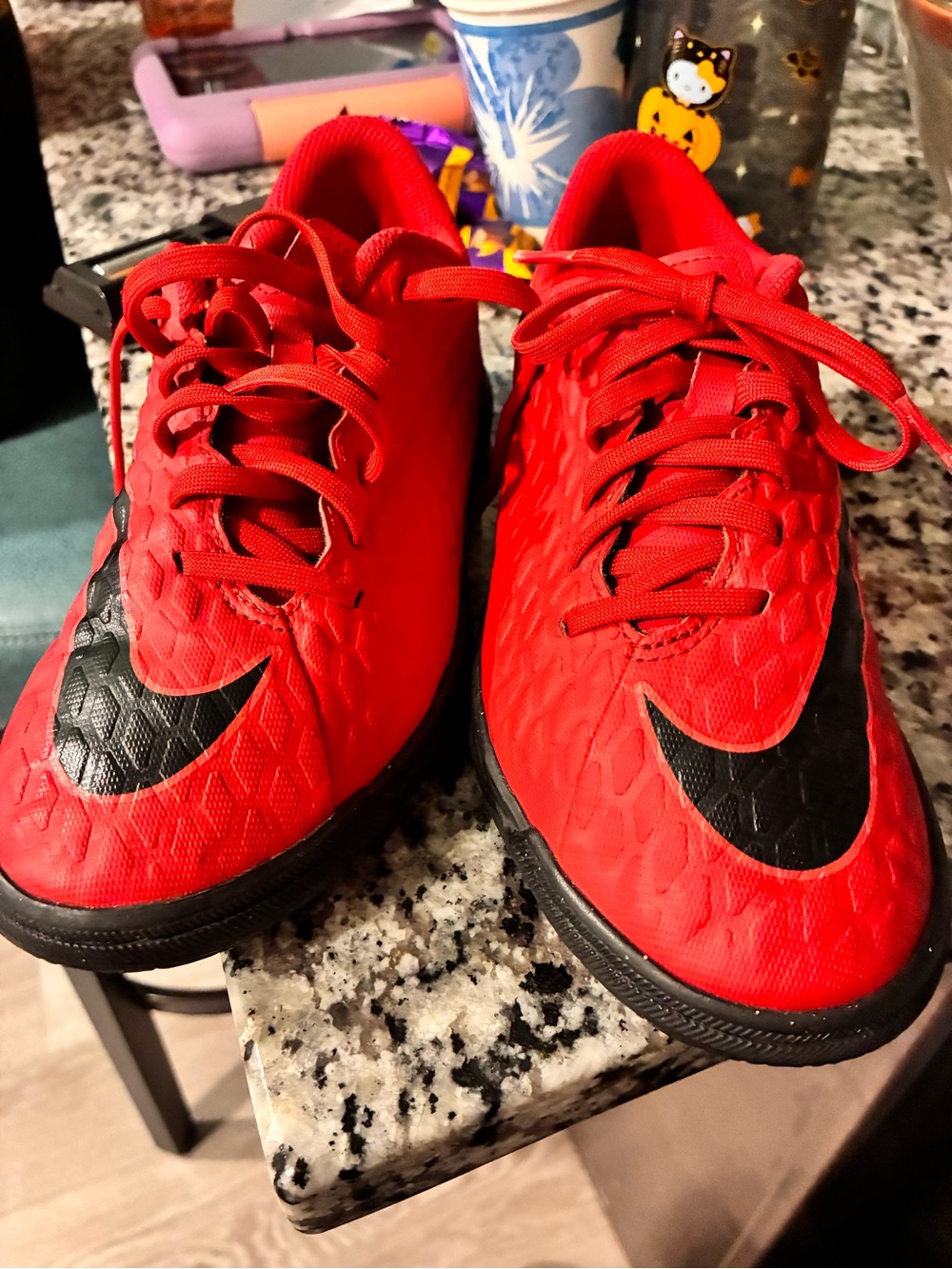 Nike Kids Red Sneakers with Black Swoosh